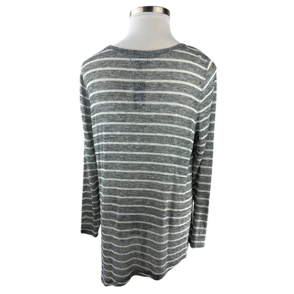 ✨2/$20 NWT Lane Bryant Sheer Metallic Striped Top Silver Shimmer Plus Size 18/20 - Picture 13 of 16